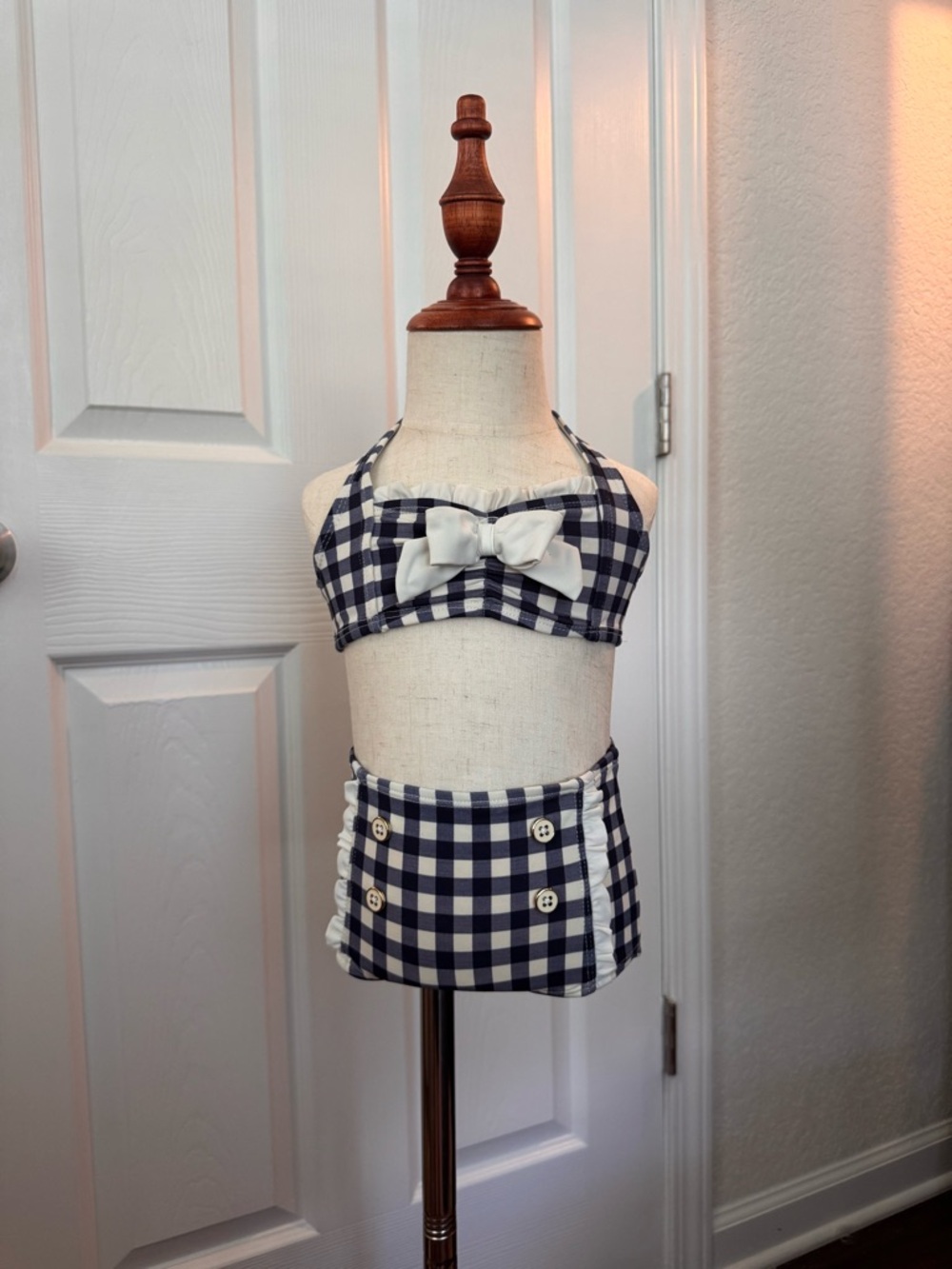 Janie and Jack Navy and White Gingham Two-piece